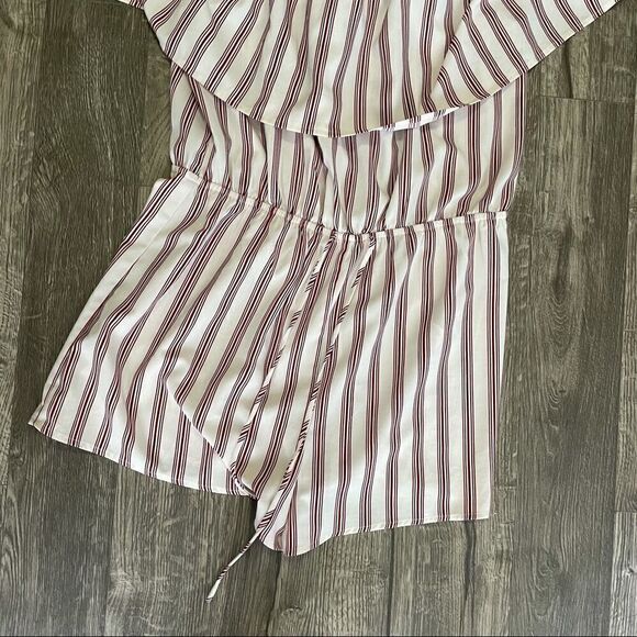 2/$20 F21 Forever 21 Off The Shoulder Striped Romper - Picture 5 of 7